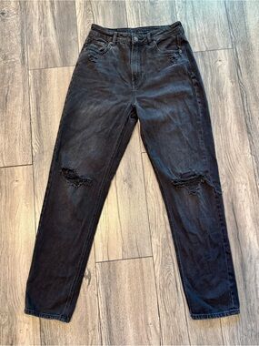 American Eagle Outfitters Washed Black Ripped Boyfriend Jeans